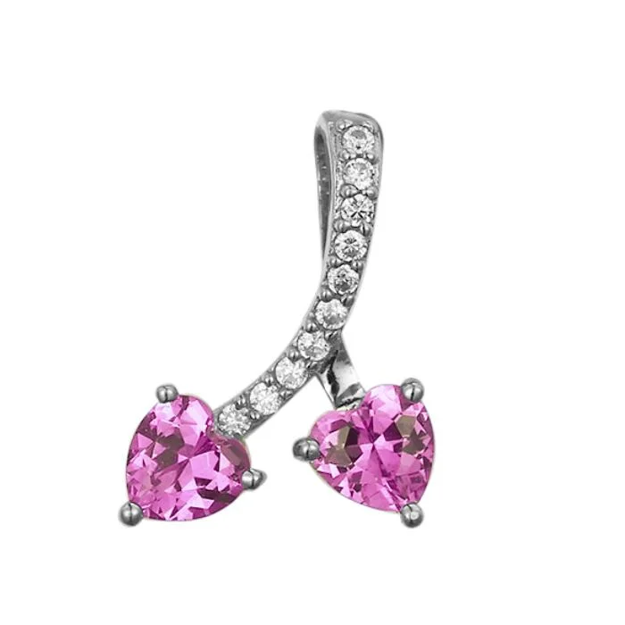 Hot Selling Two Hearts Color CZ 925 Sterling Silver Pendant