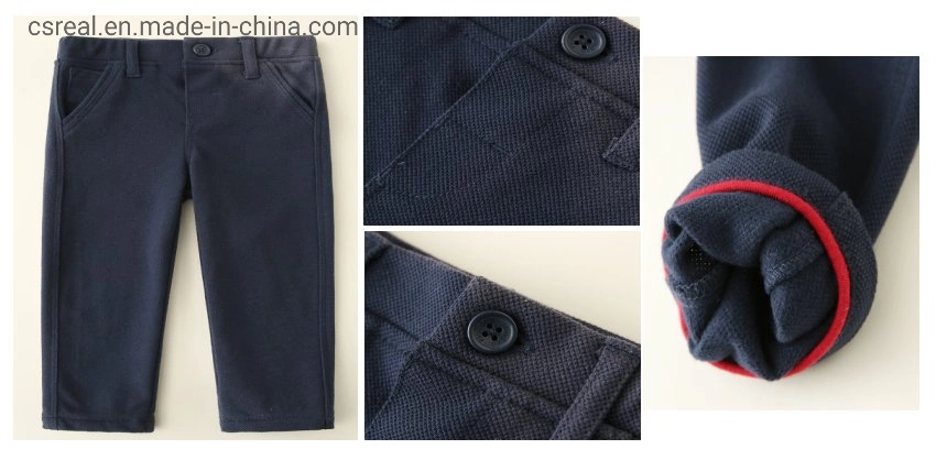 Ropa para niños pantalones de vestir tejidos Navy Pant con bolsillos funcionales