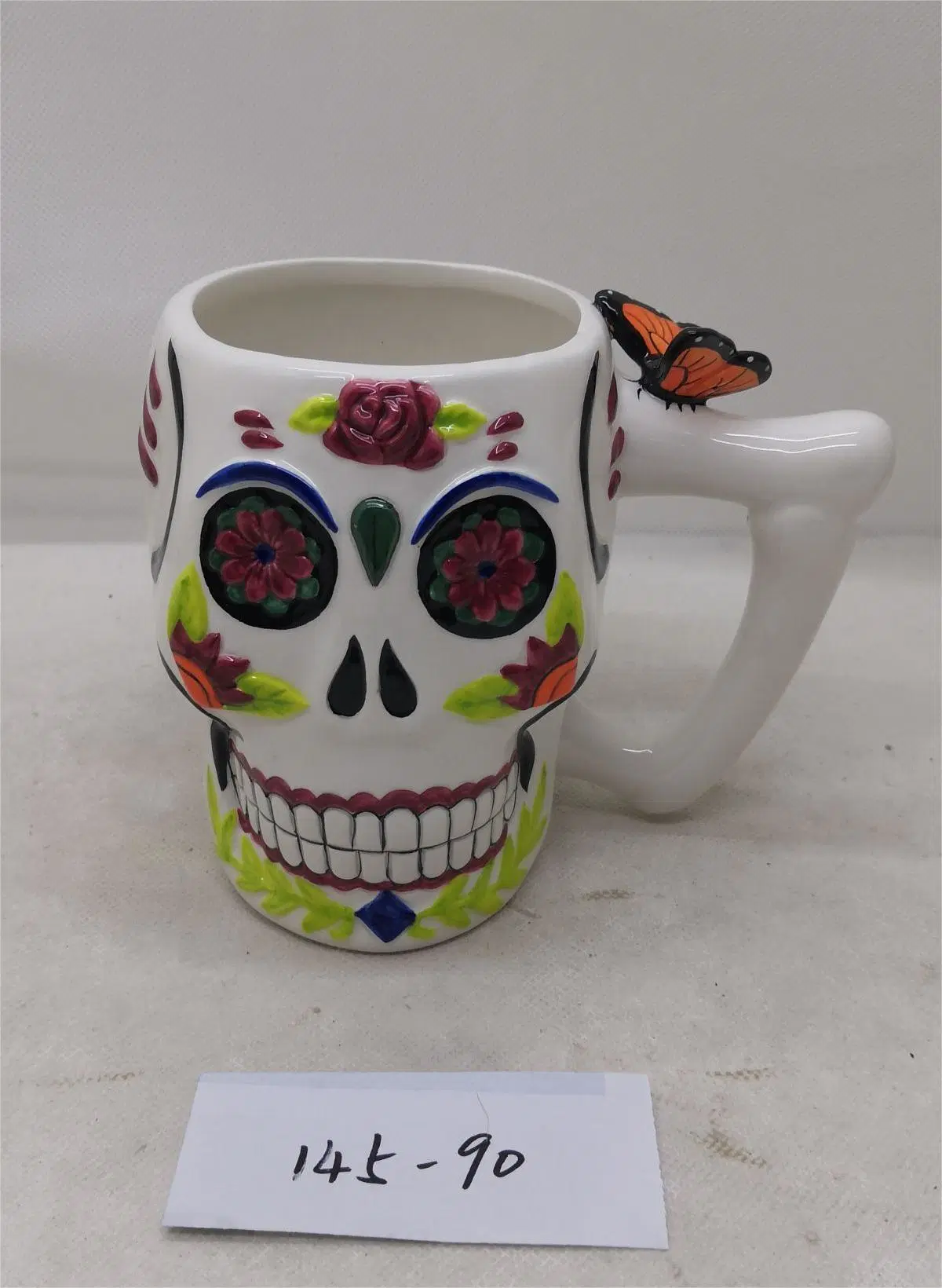 Set de 2 taza de Regalo de cerámica taza taza taza de café de Té de cráneo con un mango vajilla beber taza de Regalo para Halloween y el Día de Muertos