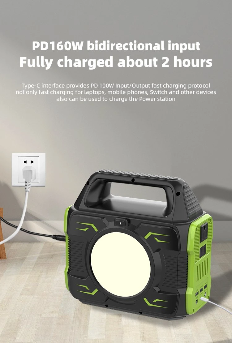 300W Solar Powered Battery Generator Portable Power Station Power Supply for Camping and Home