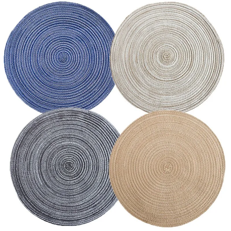 Artículos del Hogar: Ronda Placemats conjunto Placemats, tejido resistente al calor Non-Slip Trenzado para mesas de comedor para interiores y exteriores Homeware