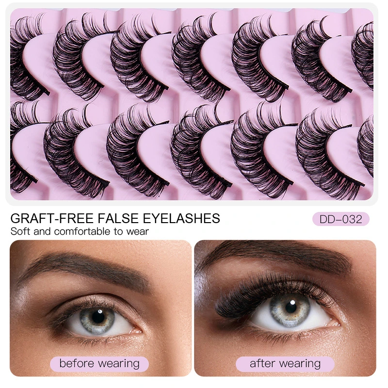 Russia Dd Large Volume Natural Thick Crossed Waterproof 10 Pairs False Eyelashes