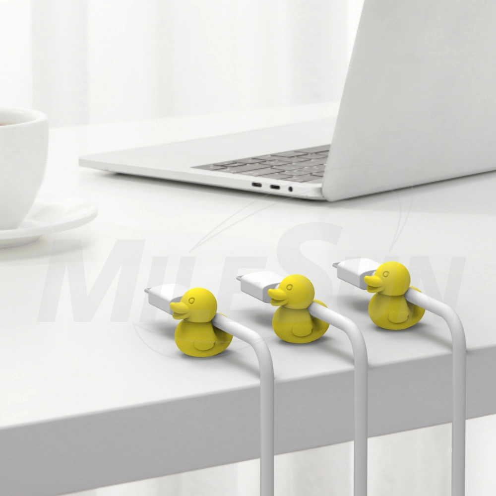 سيليكون سطح المكتب Cute Animal Duck Cable Clips Organizer