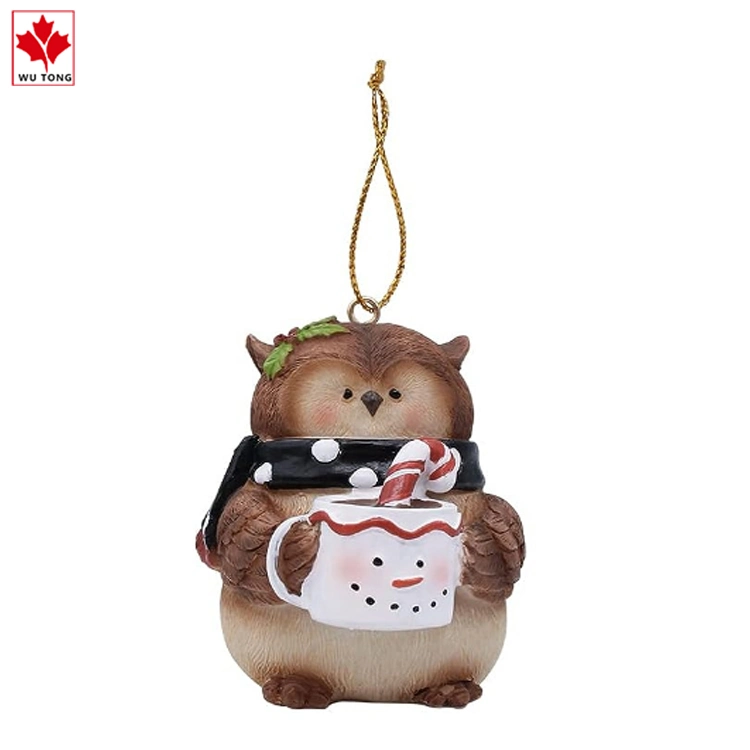 Funny Crafts Resin Painted Owl Hanging Ornament Christmas Ornament