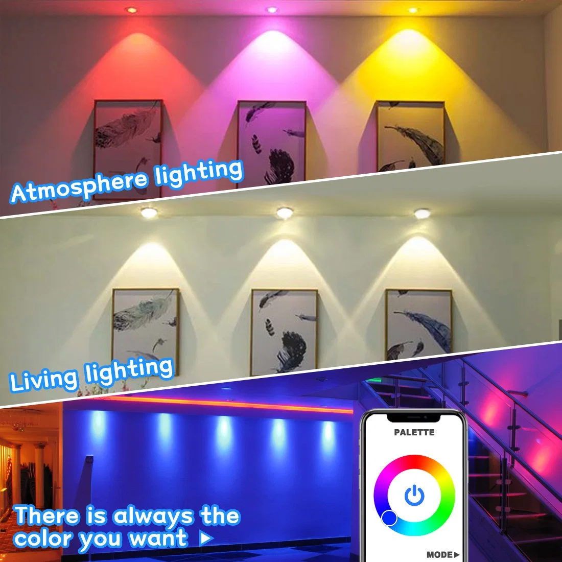 مصباح LED بتقنية WiFi Tuya Smart Life Dimming مع إضاءة خلفية بتقنية Bluetooth 7 واط، 9 واط، 15 واط، RGB تغيير ضوء التبريد الدافئ يعمل مع Alexa Google Home