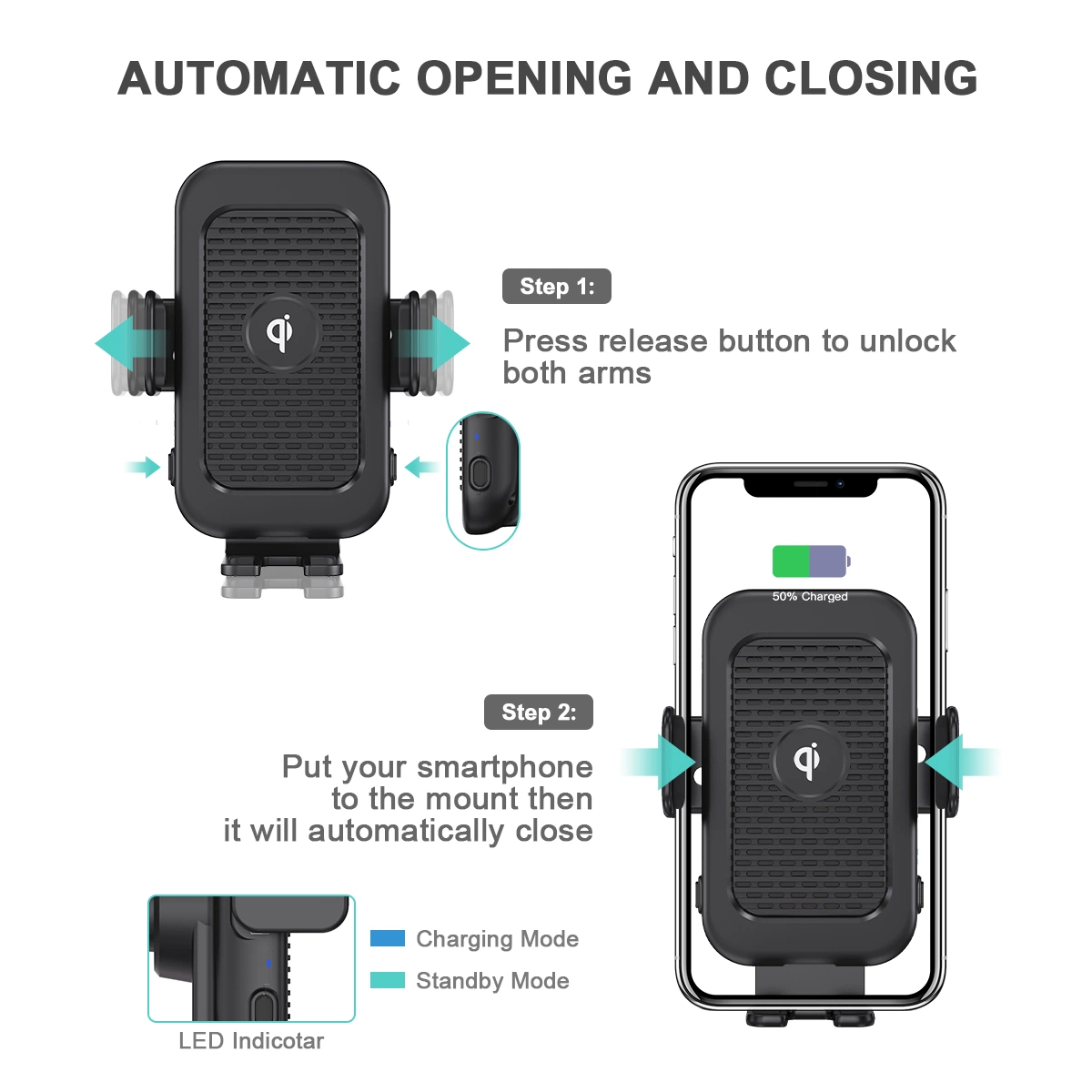 Kc chargeur de voiture sans fil avec d'entrée Type de ventilateur de refroidissement-C Chargeur de téléphone sans fil avec ventilateur de refroidissement pour Samsung Z Flip 3 4 5 fois