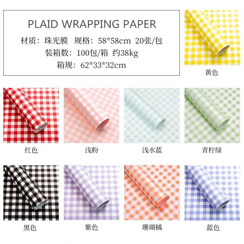 Commerce de gros de l'été Plaid Wrapping Paper - repliés à plat - 58x58cm en 20 feuilles par packs