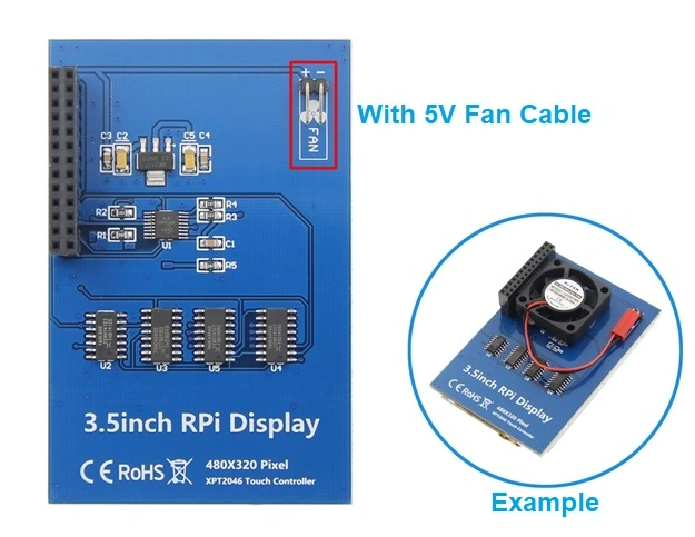 Opción el cable del ventilador Raspberry Pi Directly-Pluggable de 3.5 pulgadas táctil resistiva de 320*480 Módulo LCM