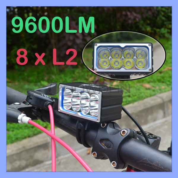 Nueva patente CREE LED de 8 L2 Xml 9600LM Bicicleta Light+Cargador de batería+ Euro