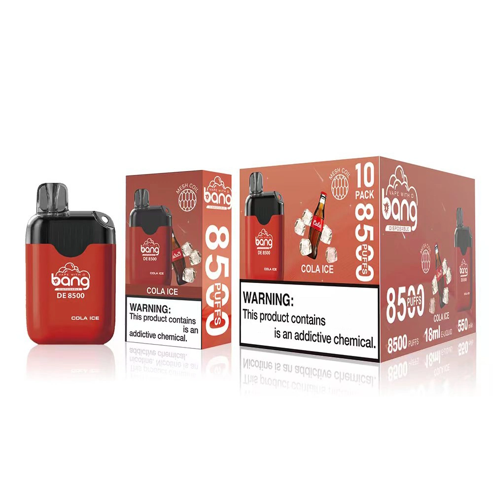 Original Bang De8500 Box VAPE 18ml E cigarrillos 550mAh Batería recargable 8500 Puffs 12 sabores Fresa Watermelon Cola Ice Hielo de arándanos