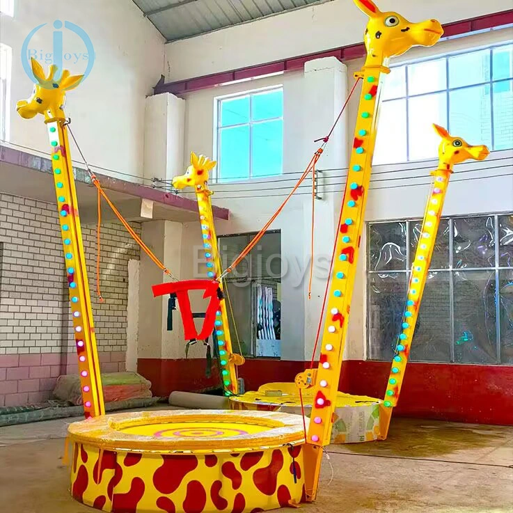 2022 Newest Cartoon Single Player Giraffe Bungee Trampoline for Children