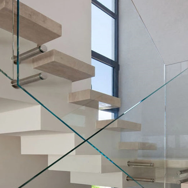 Indoor Decorative Floating Wood Stairs with Invisible Stringer