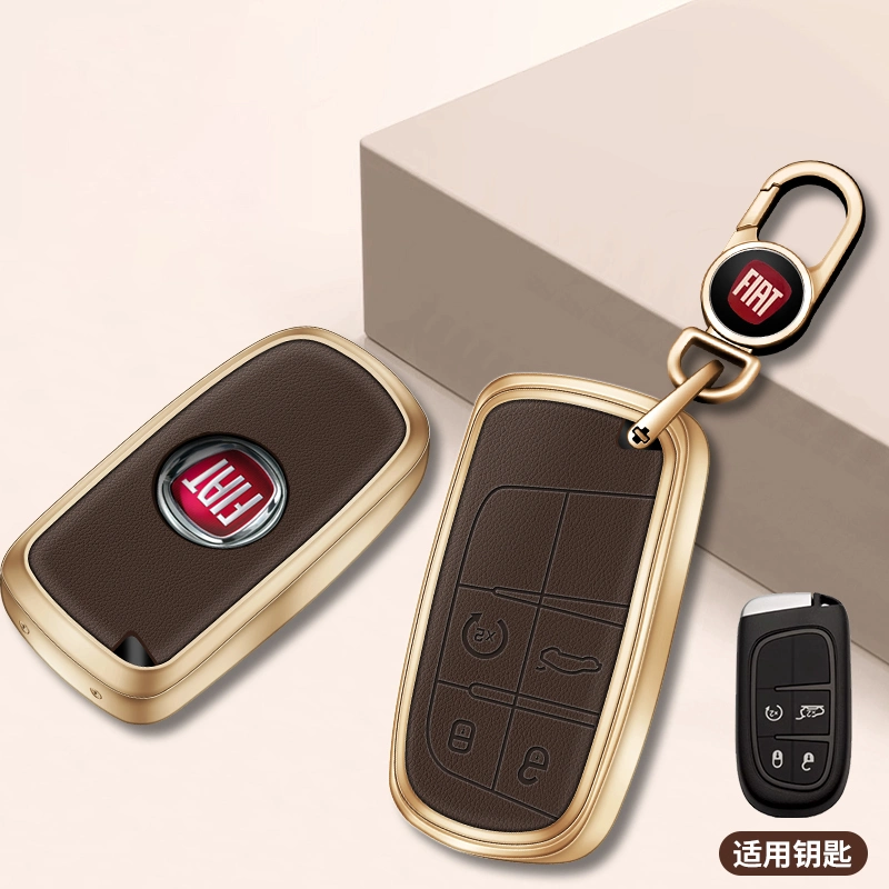 Metal Leather Remote Car Key Cover Case for FIAT 500 Panda Punto