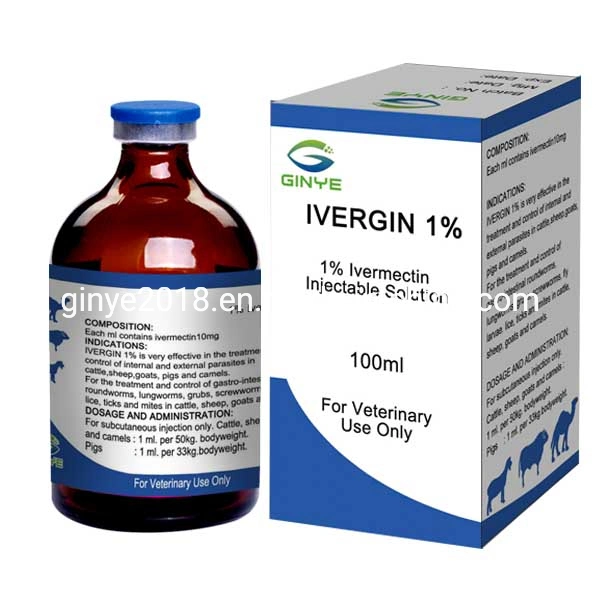 Factory Supply Wholesale Veterinary Medicine 1%, 2% Ivermectin Injection for Cattle, Sheep for Deworming