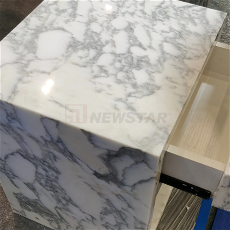 Customized Modern Natural Marble Nightstand Luxury Stone Bedroom Furniture Marble Square with Drawer Bedside Table Marble Table