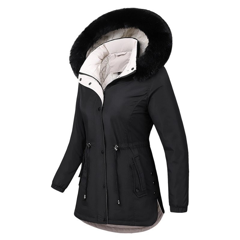 Longtemps les femmes à la mode personnalisé le coton Wind Jacket Hoody vêtements avec de la fourrure