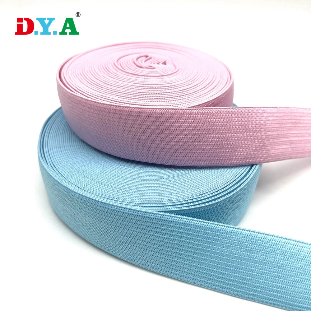 Custom Specification Color Crochet Elastic Tape 15mm Polyester Rubber Knitted Elastic for Clothing Sewing