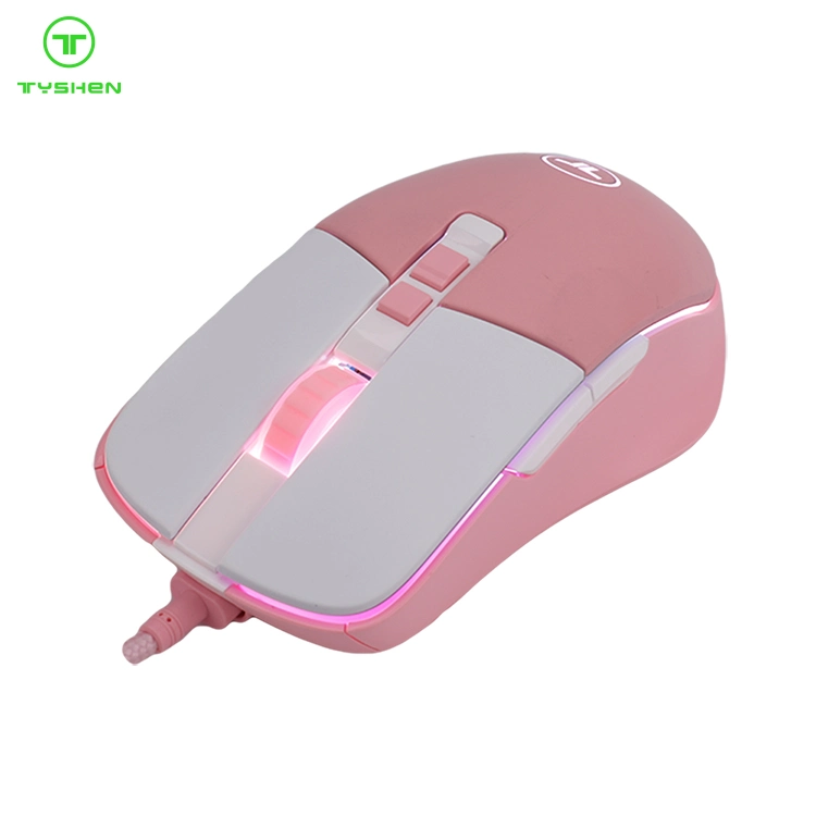 Computer kabelgebundener USB-Anschluss 8d 7200 dpi Pink RGB Gaming Maus kabelgebundene rosa RGB-Gamer-Maus