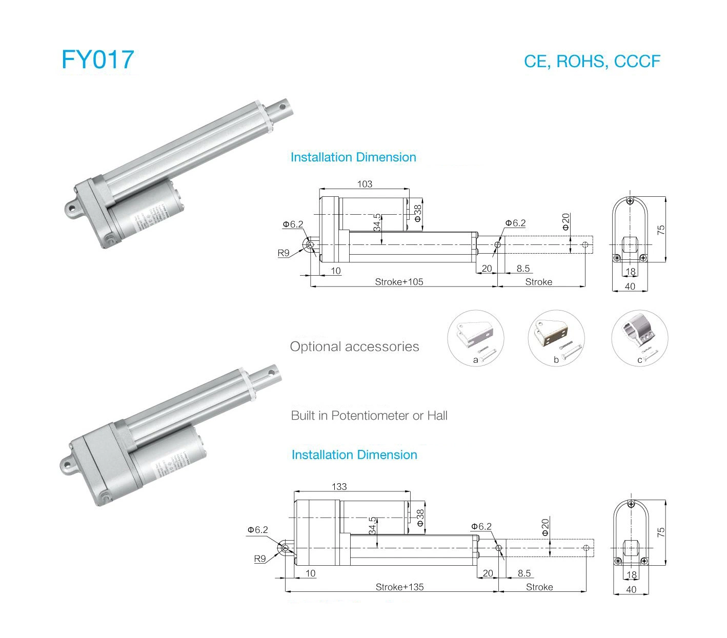 1200n IP65 Mini Moteur d'actionneur linéaire électrique pour l'ouverture de fenêtre (FY017)