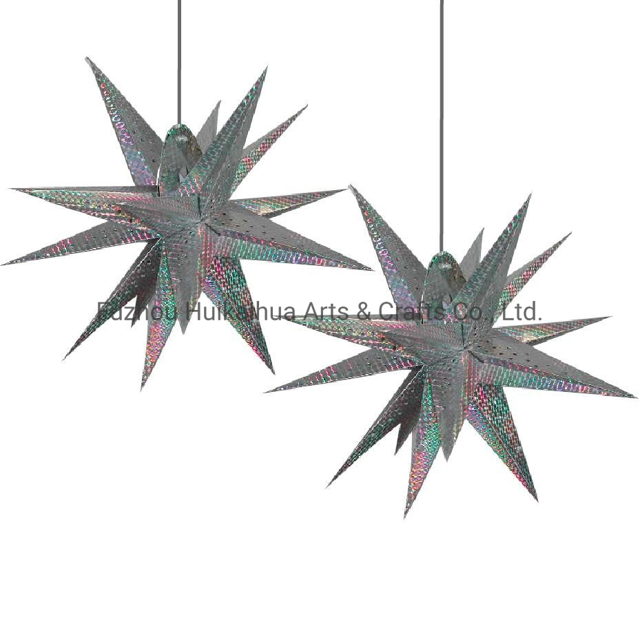 Silver Paper Star Lampshade Laser Paper Star Lantern Christmas Paper Star