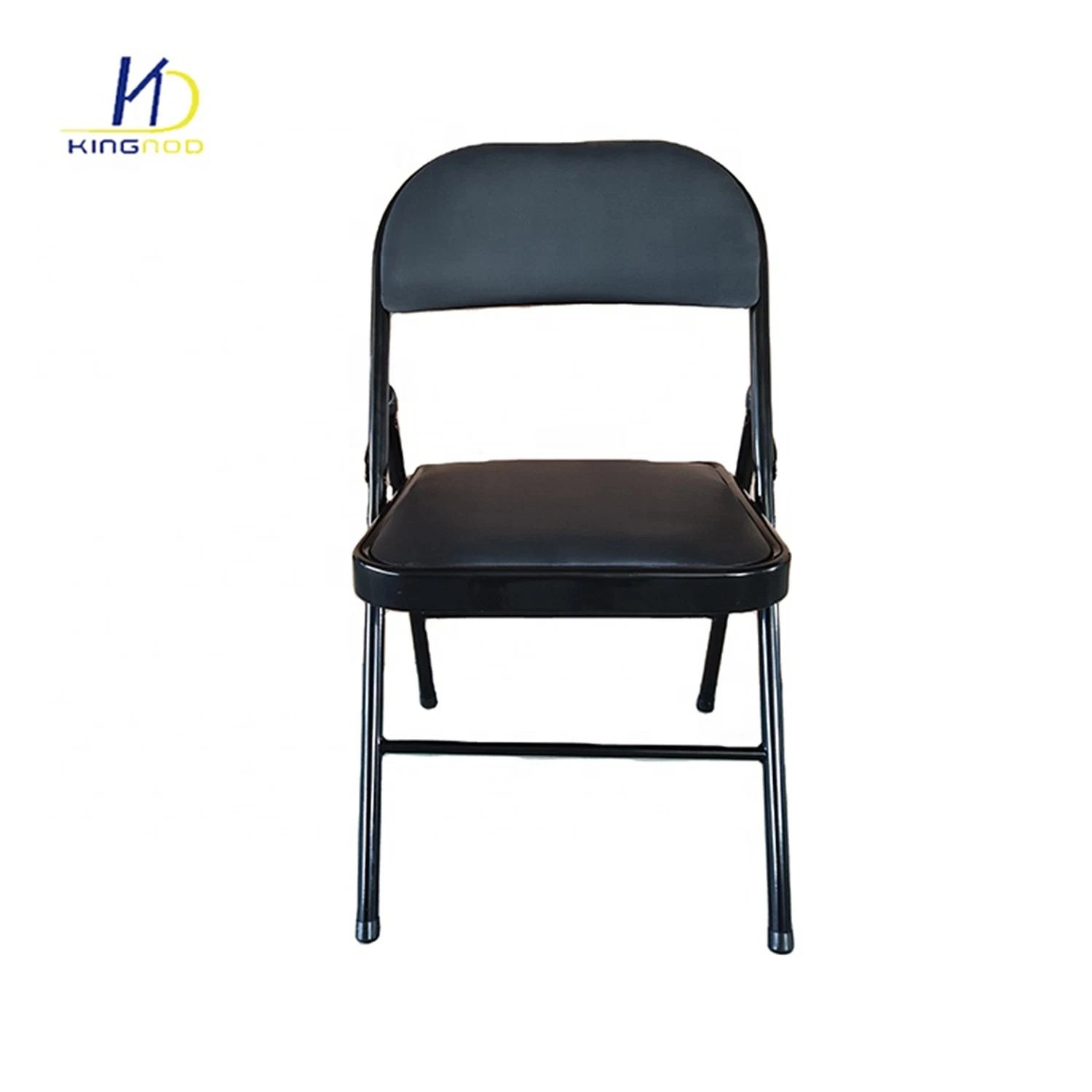 Precio de silla plegable de metal de cuero PU negro para conferencias/banquetes/oficina/visitantes/muebles de catering al por mayor.