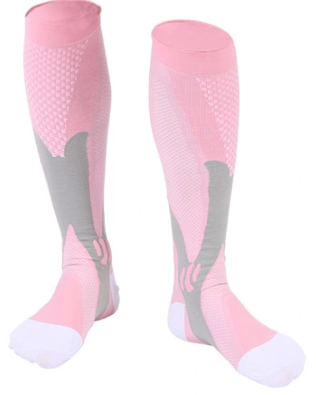 Custom Logo Design Women Nylon Fancy Compression calcetines altos por la rodilla