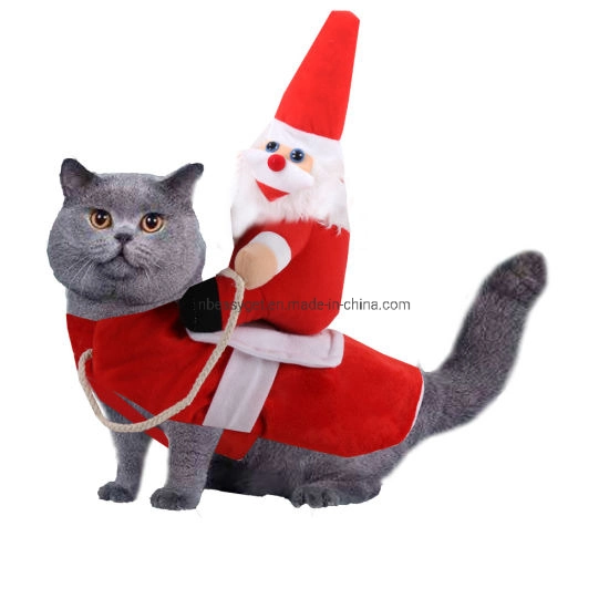 Dog Santa Claus Riding Christmas Costume Funny Pet Cowboy Rider Horse Designed Dogs Cats Outfit Clothes Apparel Party Dress up Clothing Esg12467