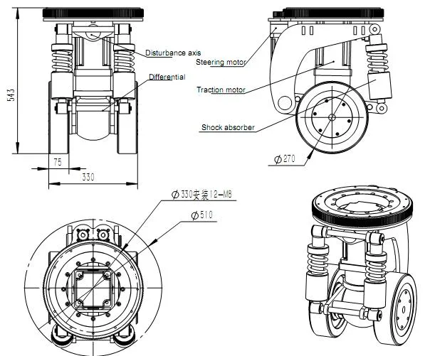 Supporting Samples Forklift Parts for Lifting Machine Electric Pallet Truck Wheel Traction Drive Wheel for Forklift and Agv