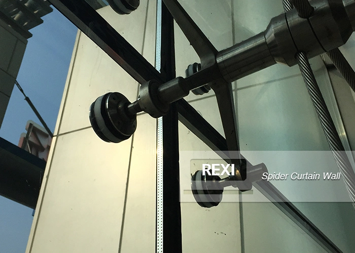 Spider Glass Curtain Wall System Structural Glazed Point Supported Fixing Suspension Rope Rib Bolted Glazing Facade