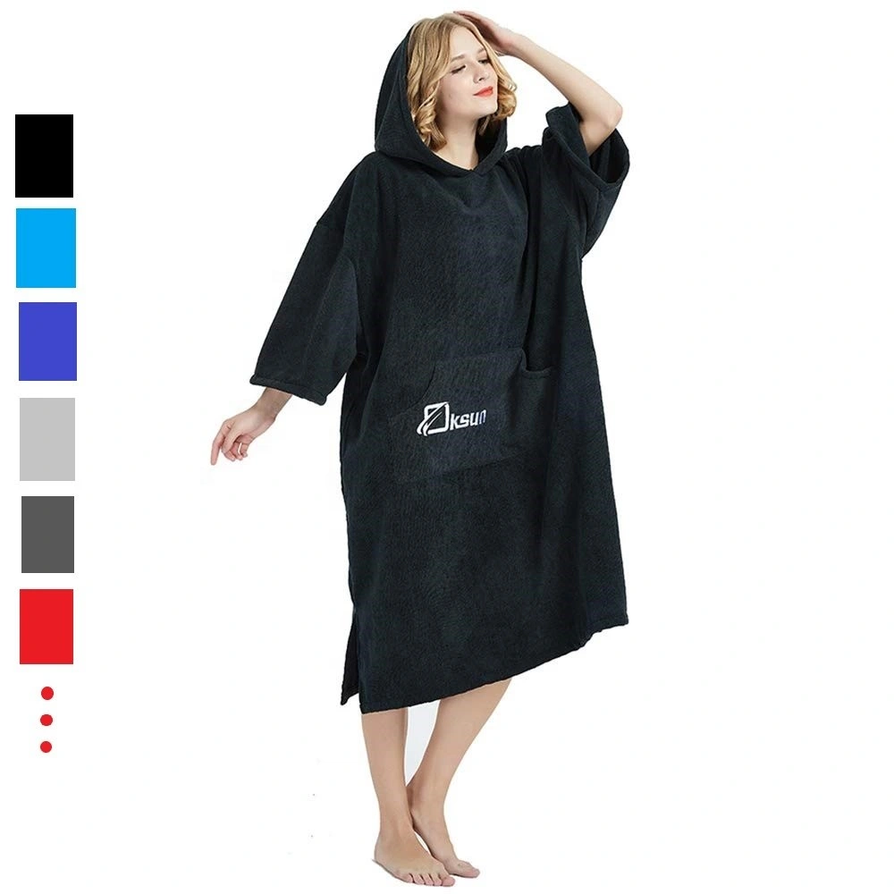 Serviette de 100 % coton terry absorbant Poncho Serviette de plage