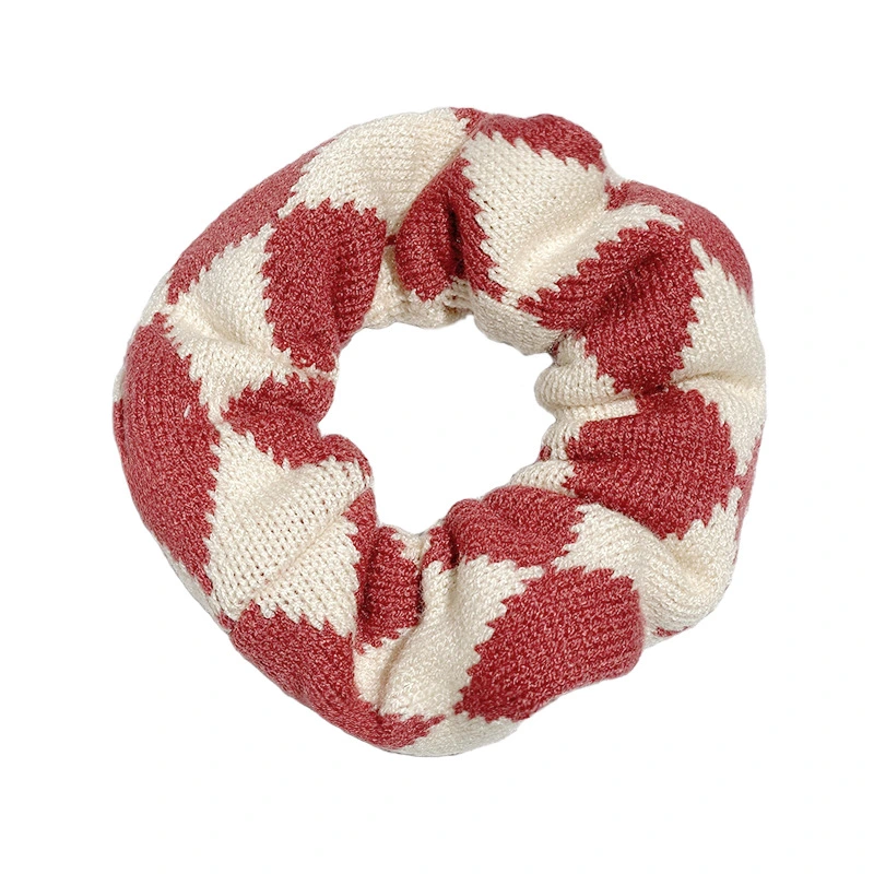 Rhomboid Knit Large Scrunchie Head String Splicing Color Hair Rope