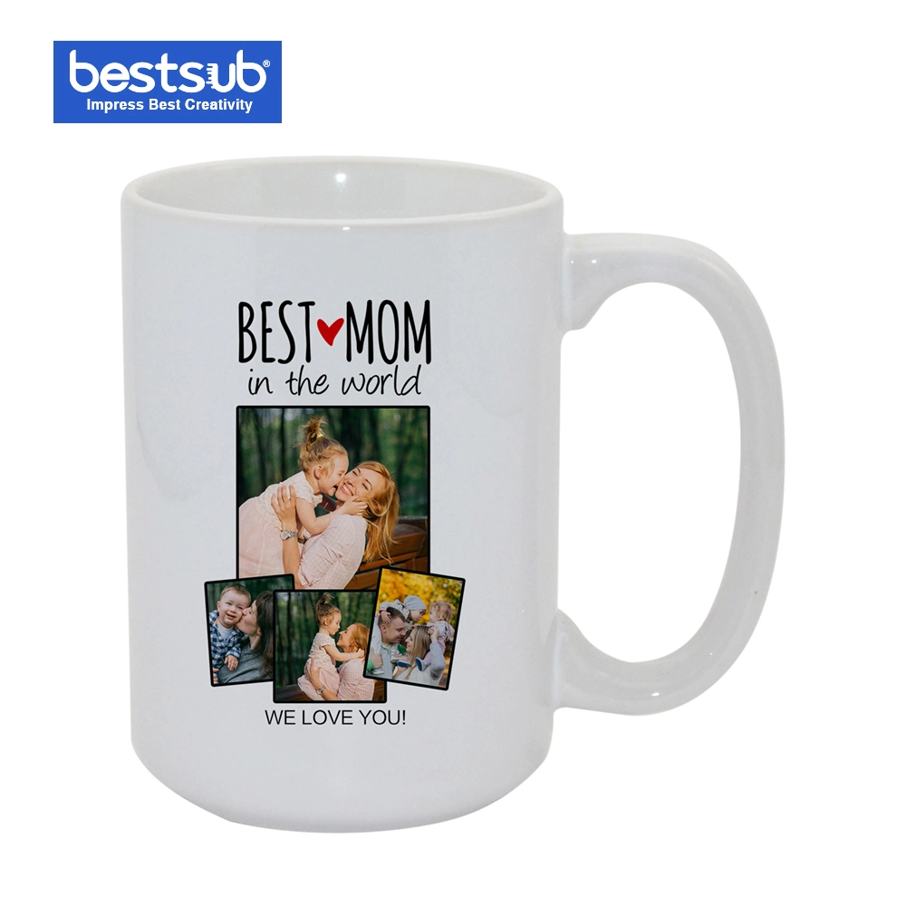 Bestsub Sublimation Promotional 15 Oz White Ceramic Photo Mug Coffee Cup