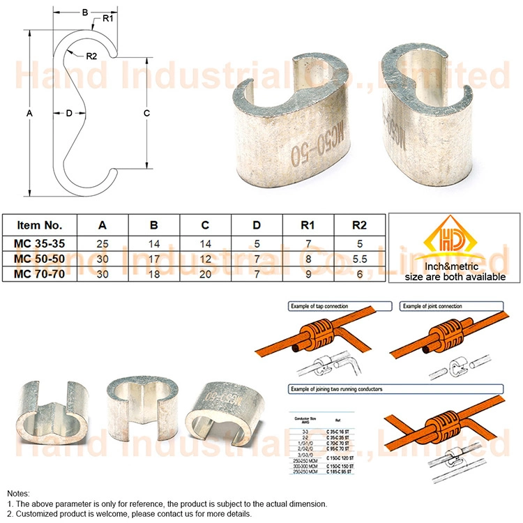 Wuxi Hanjie Standard und Customized Kupfer C Typ Mc Typ Kabelstecker Für Druck-Crimpklammern