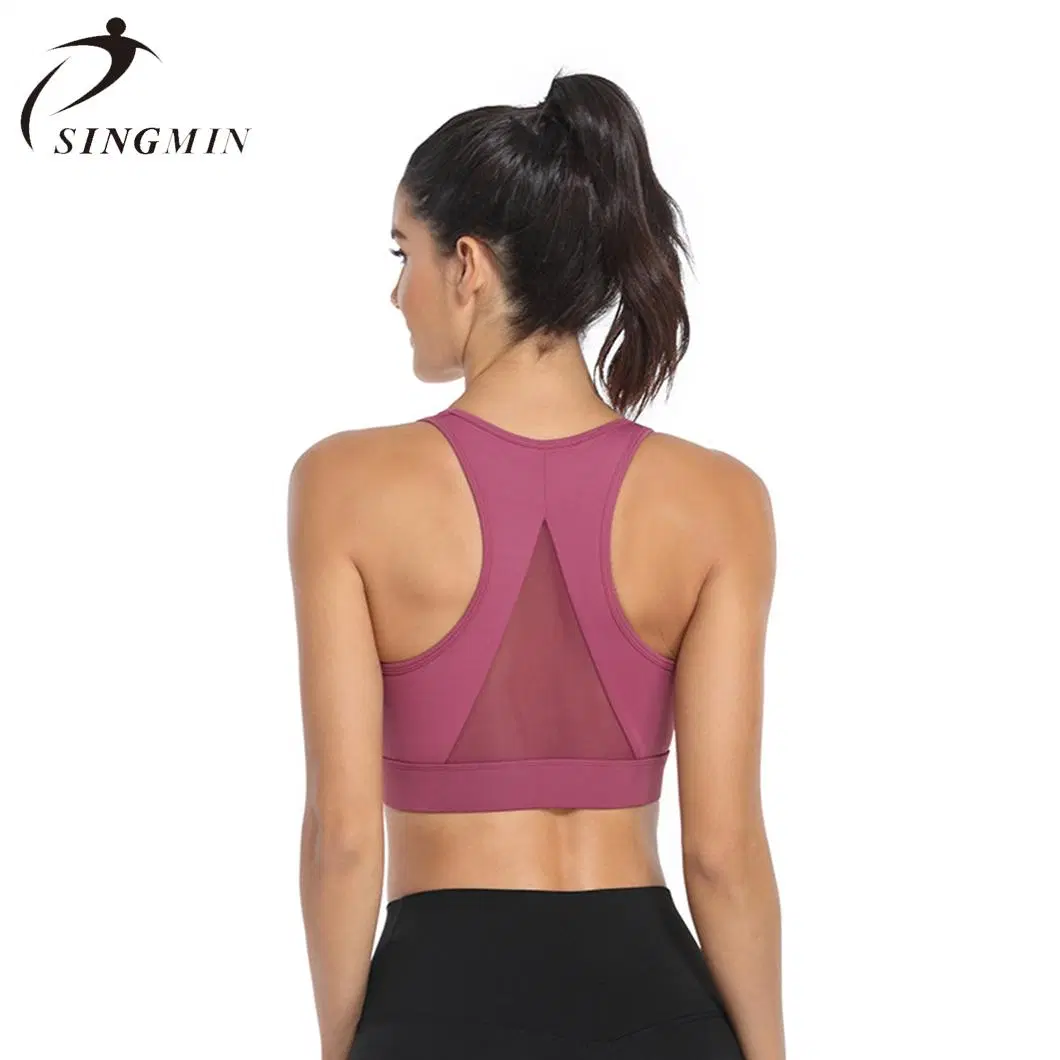 High quality/High cost performance  Hot Selling Women Sexy Sports Workout Zipper Yoga Bra