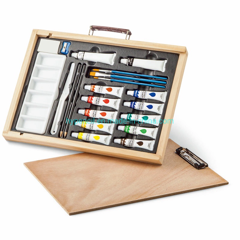 Conjunto de pintura de consumíveis Art Kit de desenho Artista 21PCS Art Set Em caixa de madeira