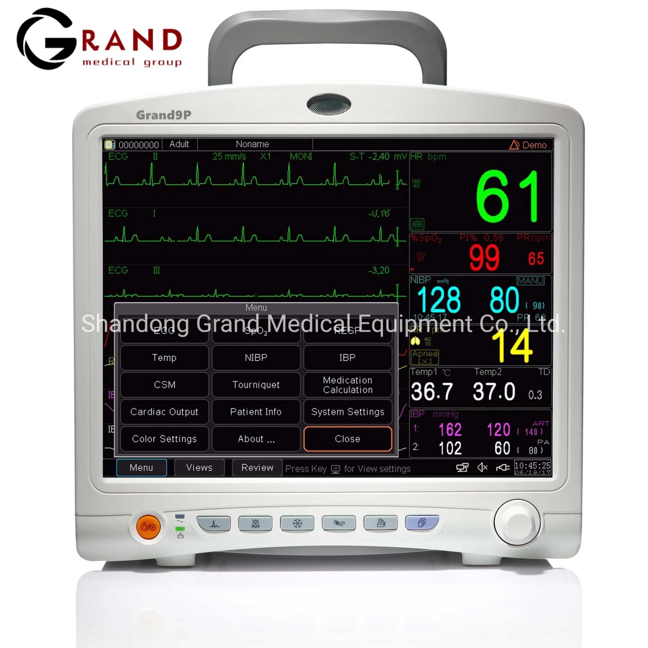 15 Inch TFT Display LED Backlight Portable Hospital High Resolution Medical Sergical Vital Signs Multi Parameter Vital Signs Patient Monitor Modular Monitor