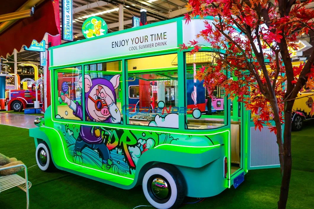 Nuevo Green Flowing Multifunctional Ice Cream Café Carro de Alimentos