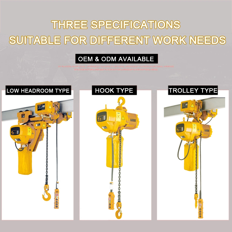 Factory Direct Supply 3 Ton 5 Ton 7.5 Ton Hhbb Crane Low Headroom Motorized Trolley Electric Chain Hoist Chain Hoist Crane