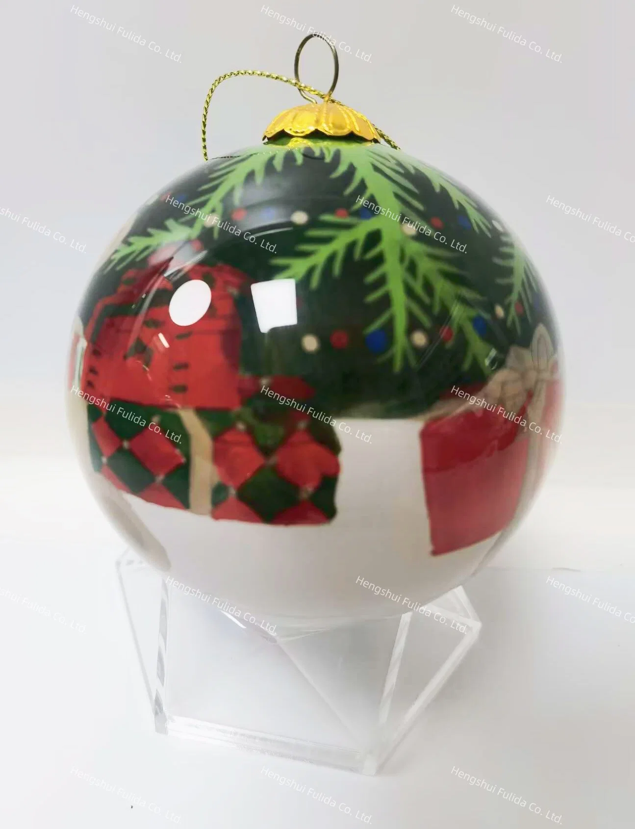 Vidro fino dentro Reverse mão pintado ornamento bola para o Natal Decoração de árvores