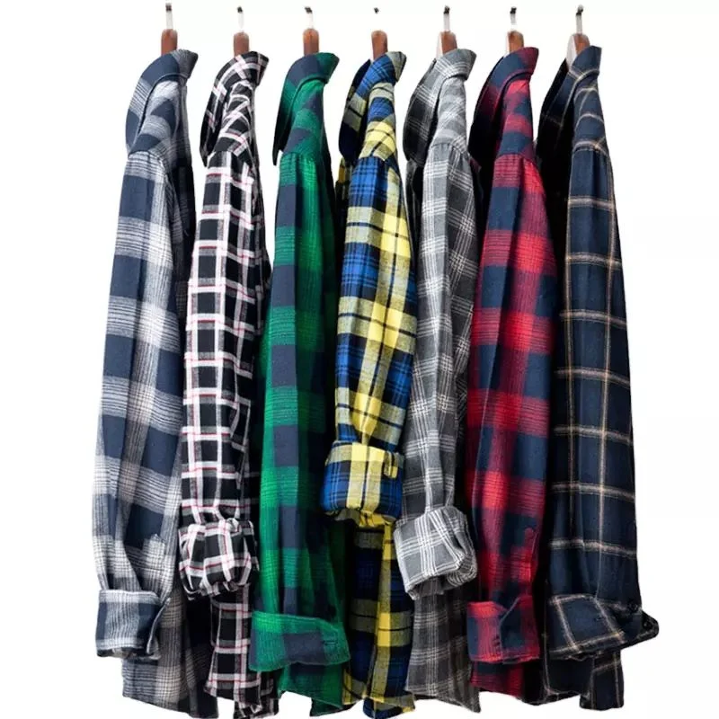 Ropa de segunda mano ropa usada mixtos mixtos Blusa camisa de franela de algodón Casual Camiseta Plaid damas para hombres