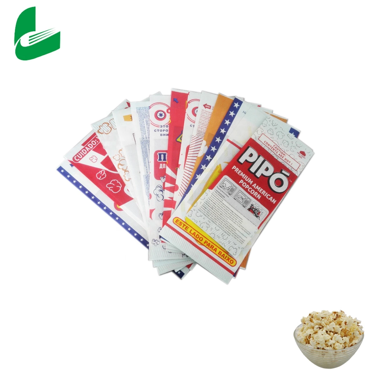 Branded Hot Sale White Craft Paper Pack Popcorn Bags for Party