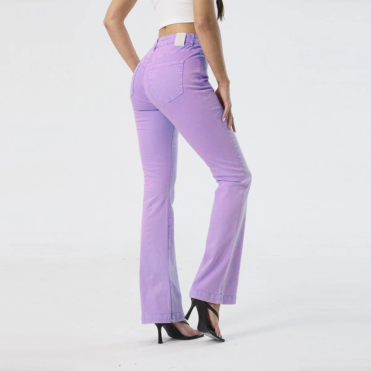 Jeans denim estilo boyfriend de cintura alta de color púrpura personalizados para mujer