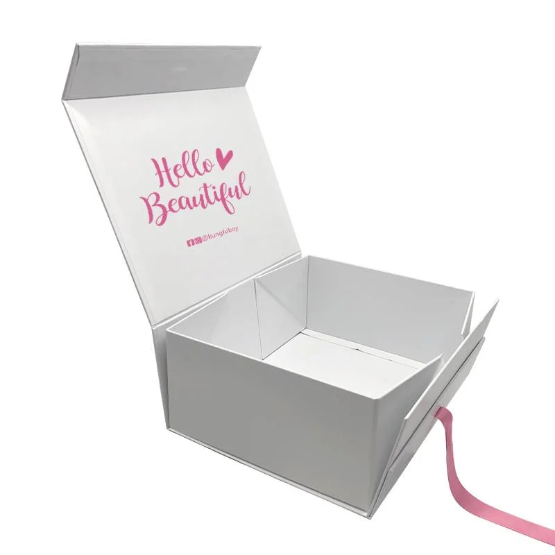 Großhandel/Lieferant Custom Printing Luxus Hochzeit Bevorzugungen Geschenk Flip Box Kleider Verpackung Magnetische Faltschachtel mit Band