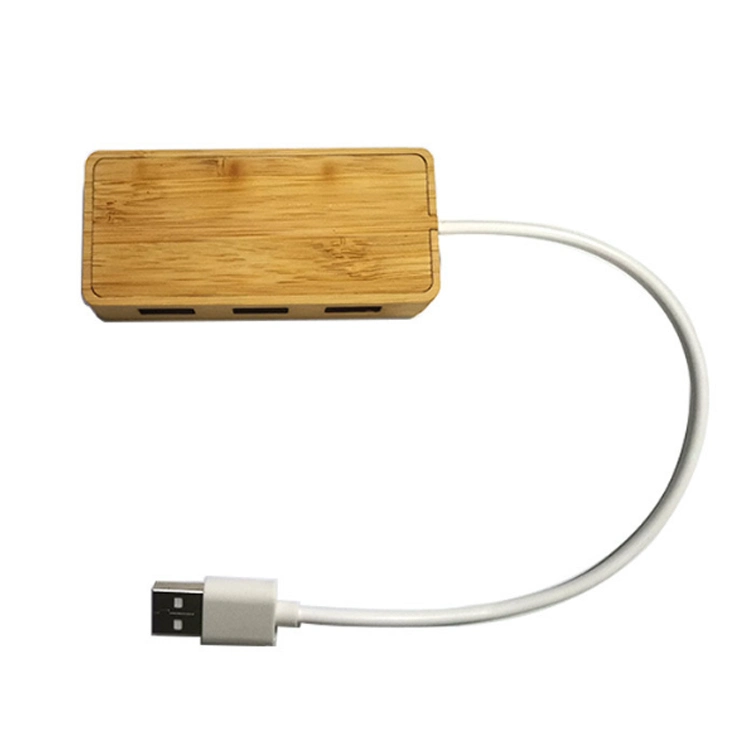 El bambú y madera multifunción USB HUB USB 3 en 1 Ampliación del Puerto Dock Sub-Hub Typec