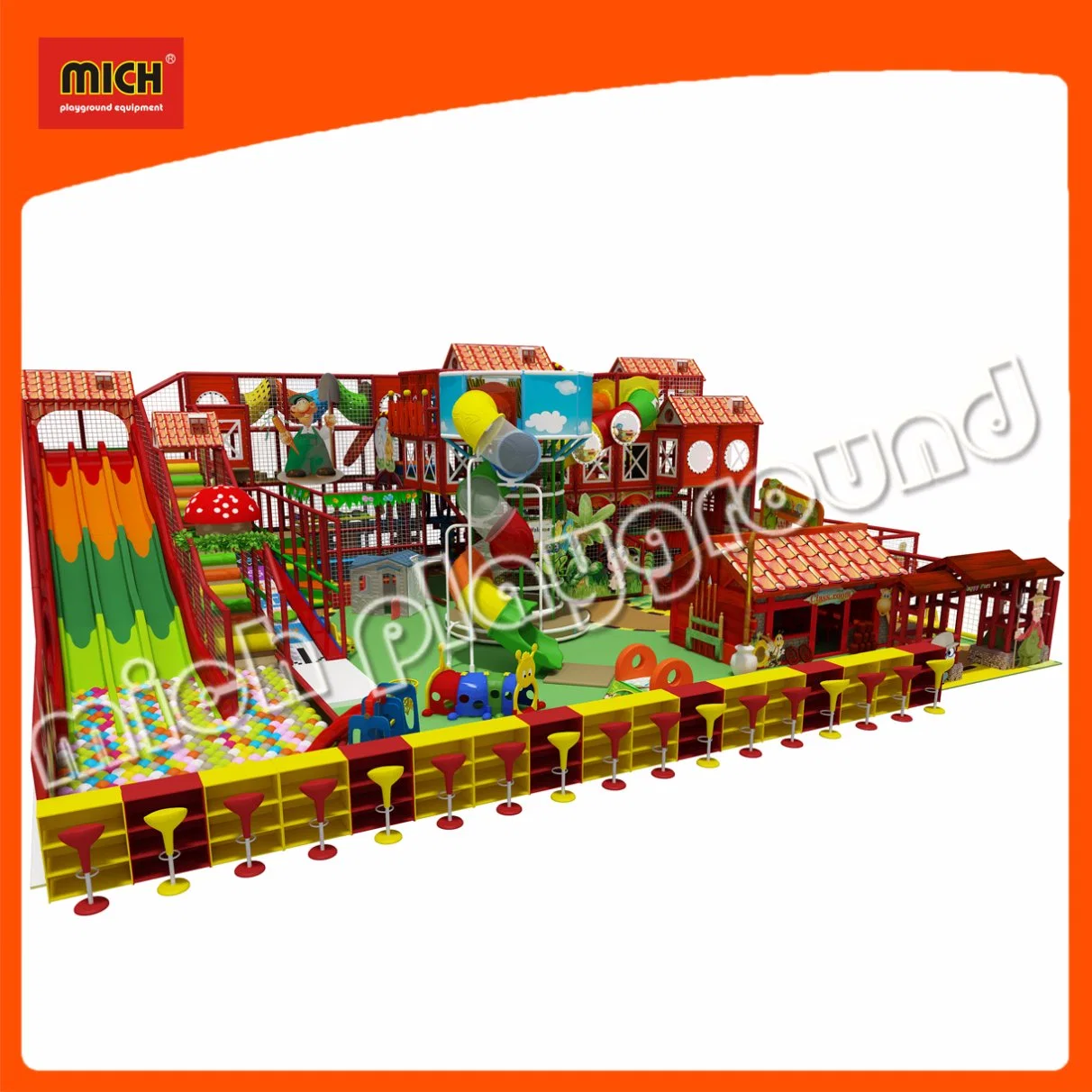 Farm Themed Red Color Indoor Playground