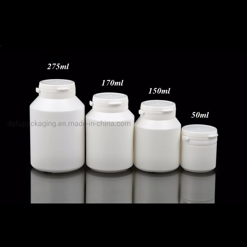 Botella de plástico personalizada para medicamentos, recipiente de plástico HDPE para cápsulas de dulces con tapa de apertura fácil