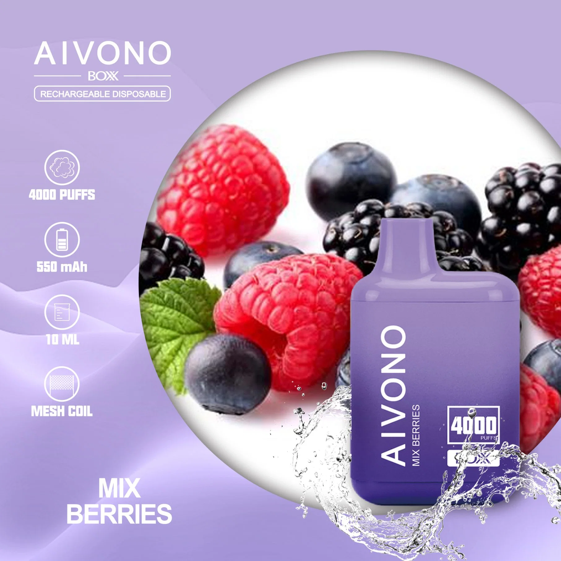 Aivono 4000 Puff vape Атомизатор 10 мл E-Liquid никотина соль 5%/2%/0% Одноразовая сигарета оптом, барная пудрь 5000 6000 7000 пудф