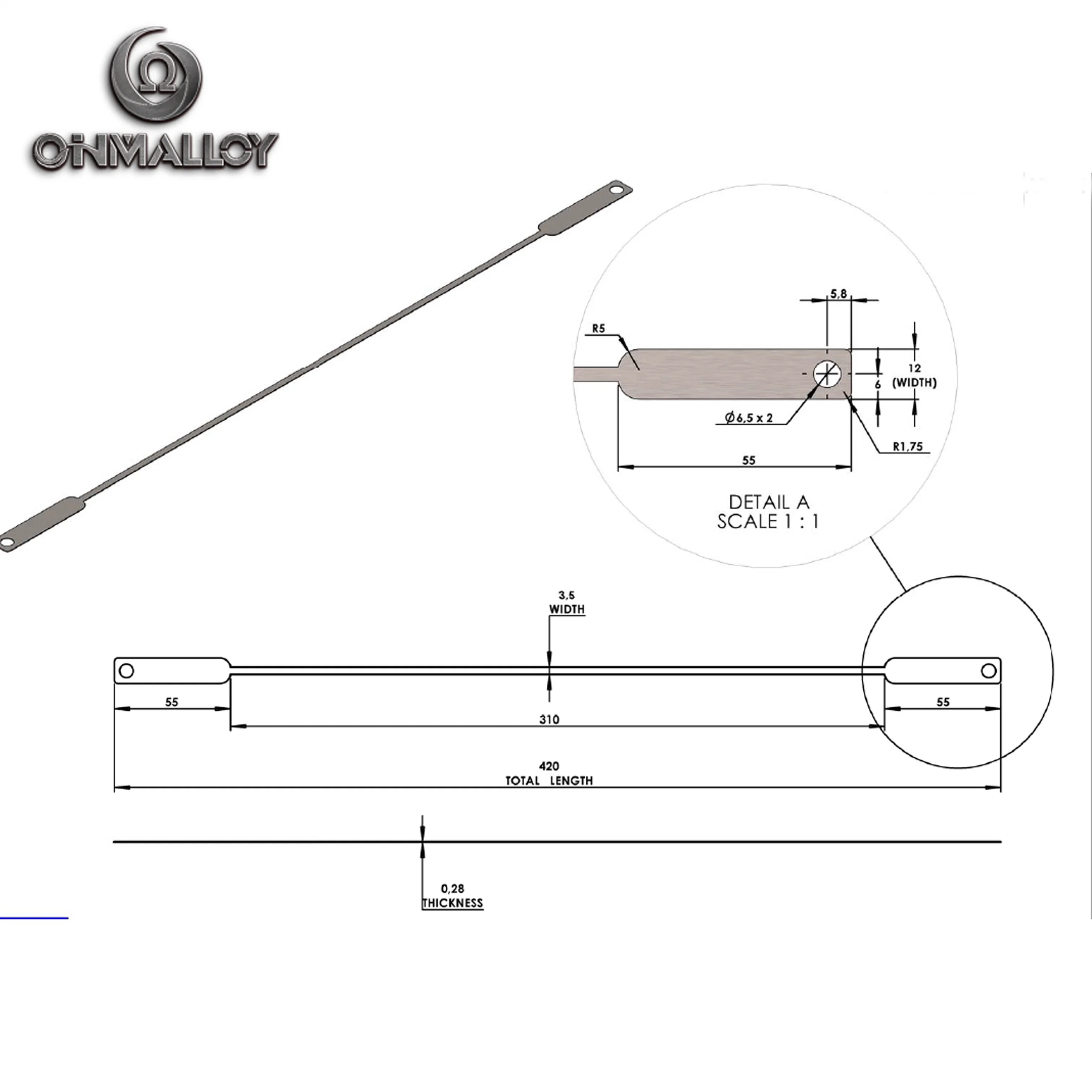 Sealing and Cut Machine Heating Resistance Nickel Alloy 0cr20ni80 Strip Stick