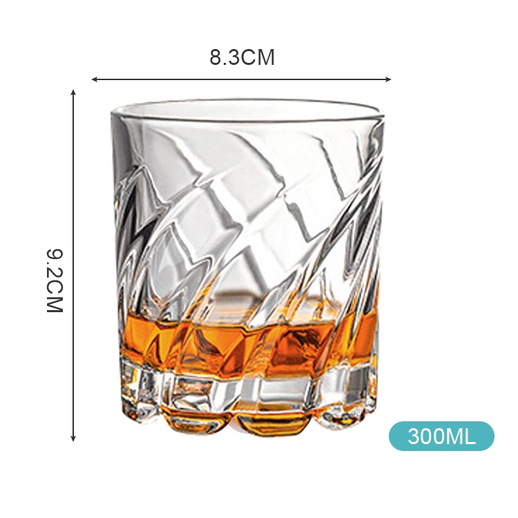 Free Sample Luxury Crystals Embossed Creative Wine Glasses Twisted Striped Rotatable Whisky Glass Tumbler Cup