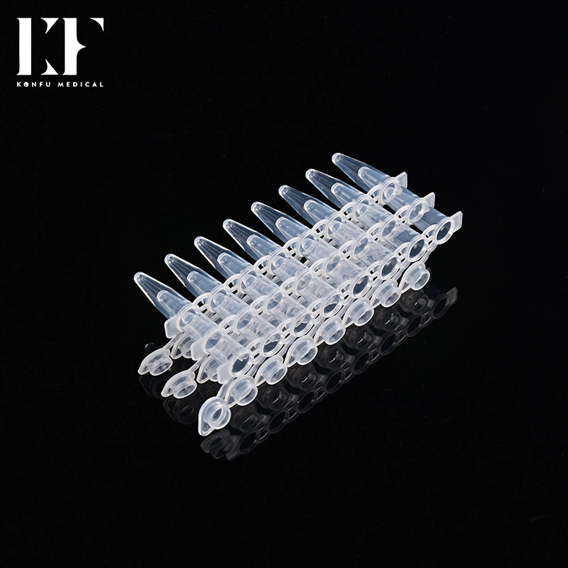 Medical Supplies Clear 100UL 8 Strip PCR Tube with Cap Without Evaporation for Real Time PCR Reaction